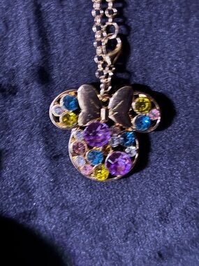 Colorful Crystal Mouse Pendant Necklace - Multicolor